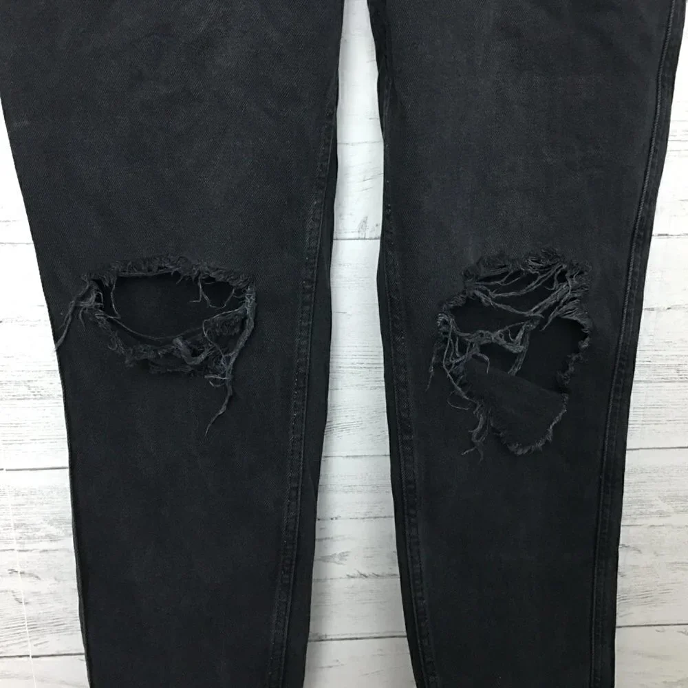 Free People We The Free Faded Black High Rise Jeans Distressed size 27